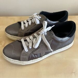 The Shoe Box charcoal silver metallic Leather Sneakers